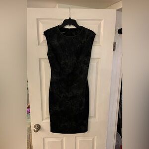 Periphery / Elegant Sleeveless Pencil Cut Dress, Vegan Leather Trim, 2 zippers